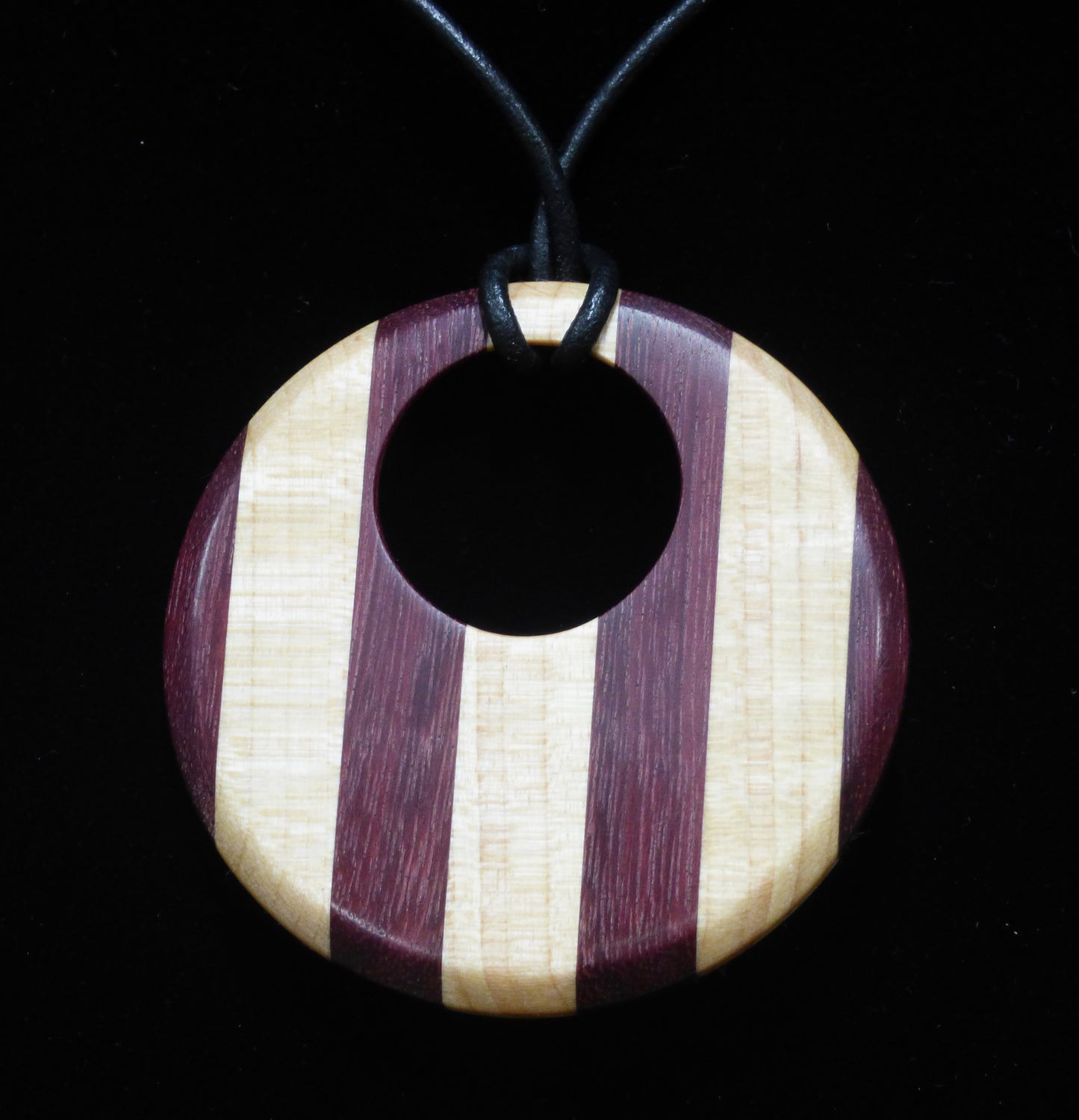 Handmade Purpleheart and Maple Wood Offset Pendant