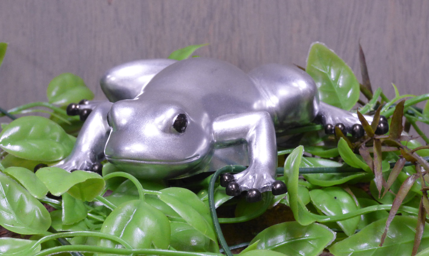 Hand Poured Brilliant Silver Resin Tree Frog