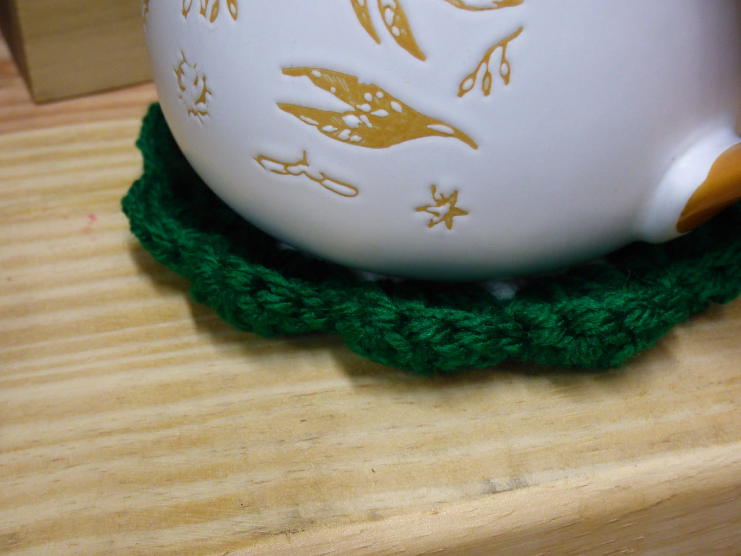 Hand Crocheted Coasters Four Piece Set  Green, White, and Yellow