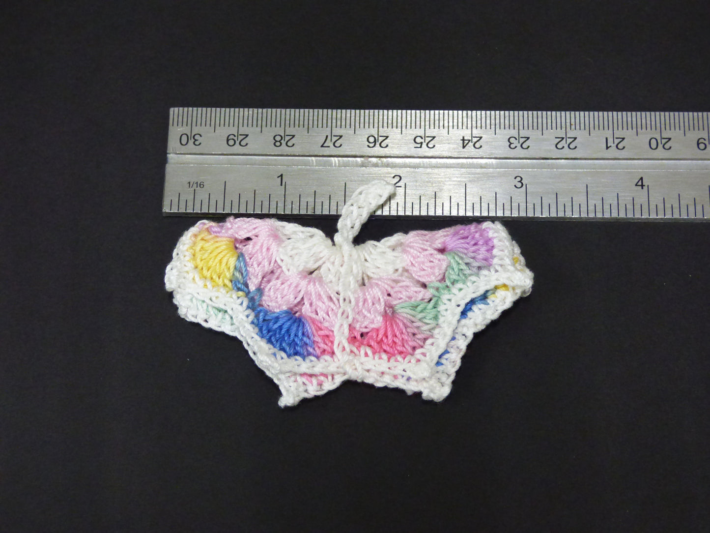 Hand Crocheted Butterfly Applique 3 Piece Set Multicolor