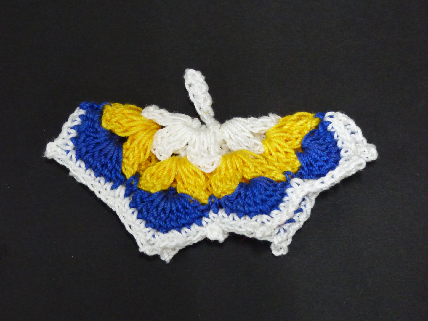 Hand Crocheted Butterfly Applique 3 Piece Set White, Yellow, and Blue
