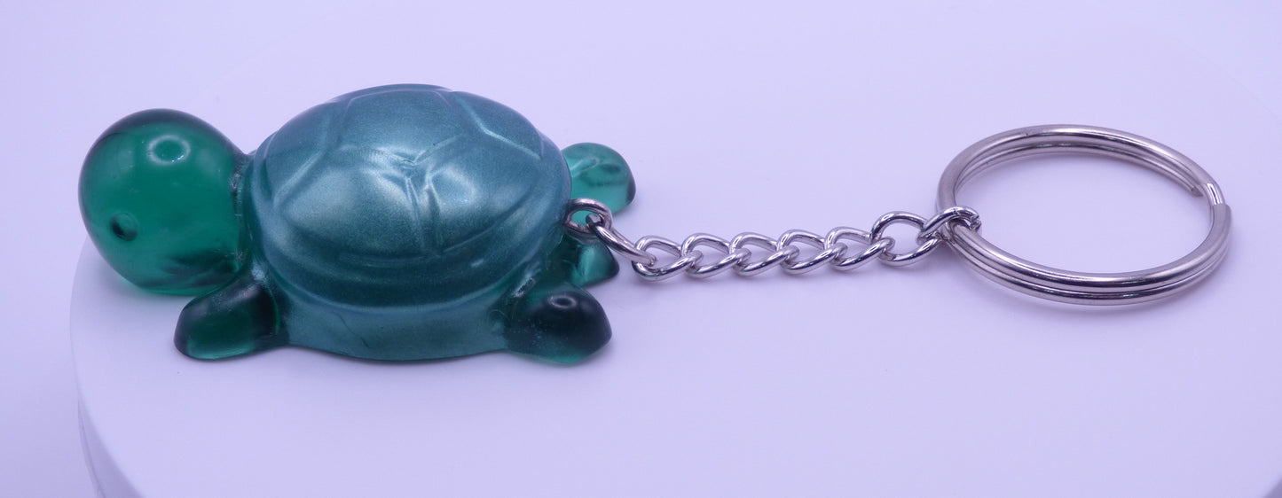 Handmade Resin Mini Turtle Keychain Translucent Jade Green with Opaque Green Shell (Copy)