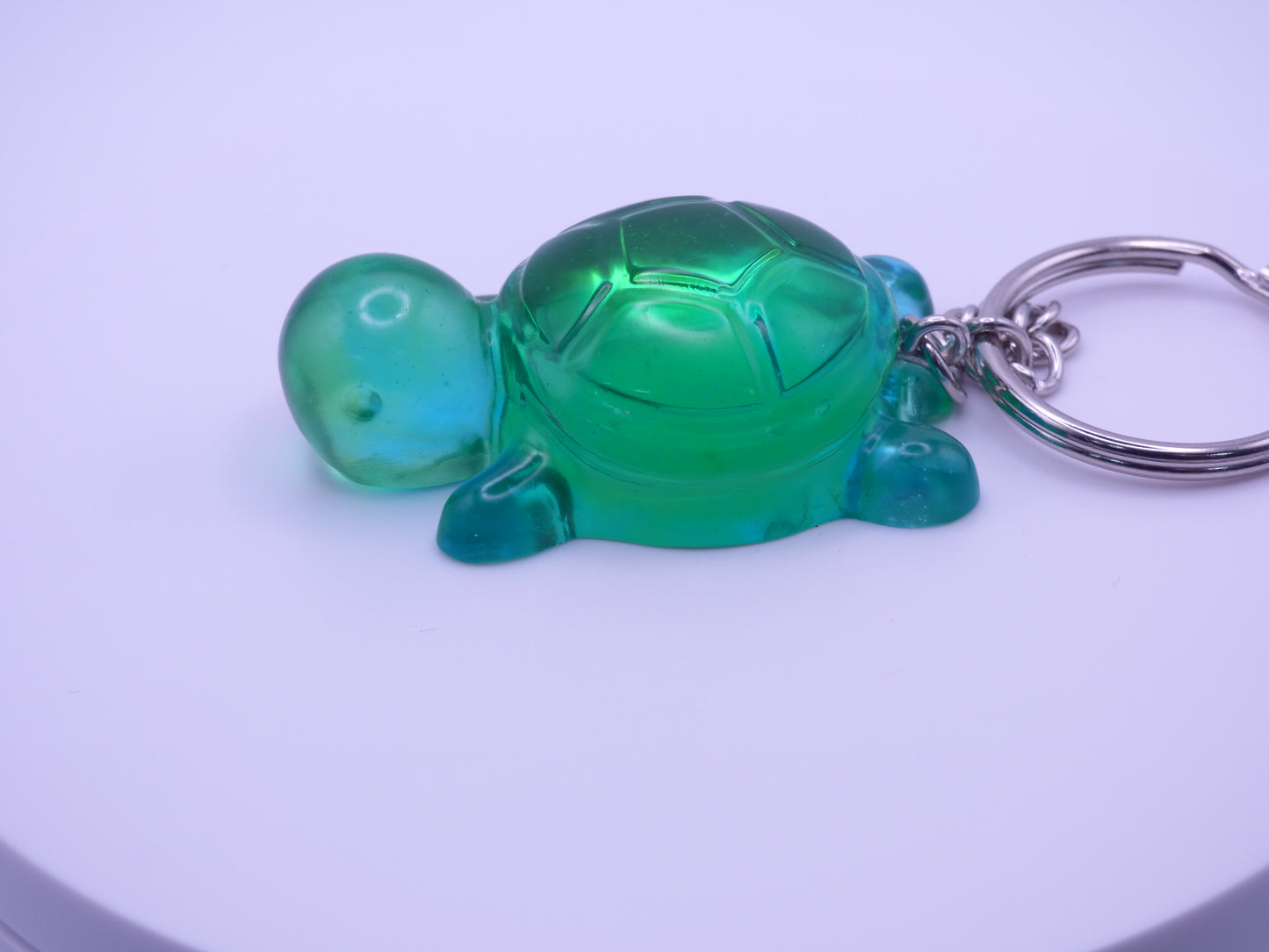 Handmade Resin Mini Turtle Keychain Translucent Green & Blue