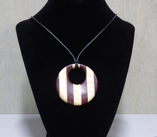 Handmade Purpleheart and Maple Wood Offset Pendant