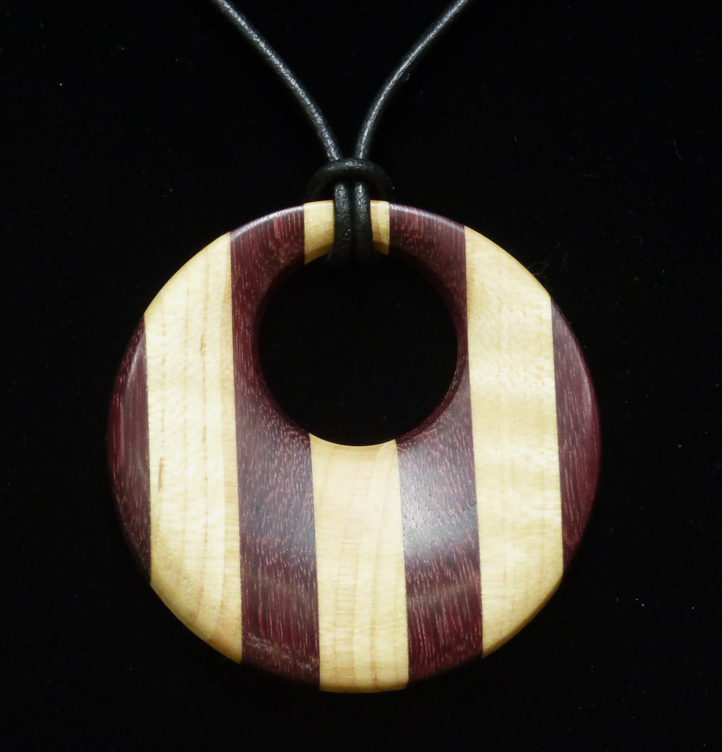Handmade Purpleheart and Maple Wood Offset Pendant