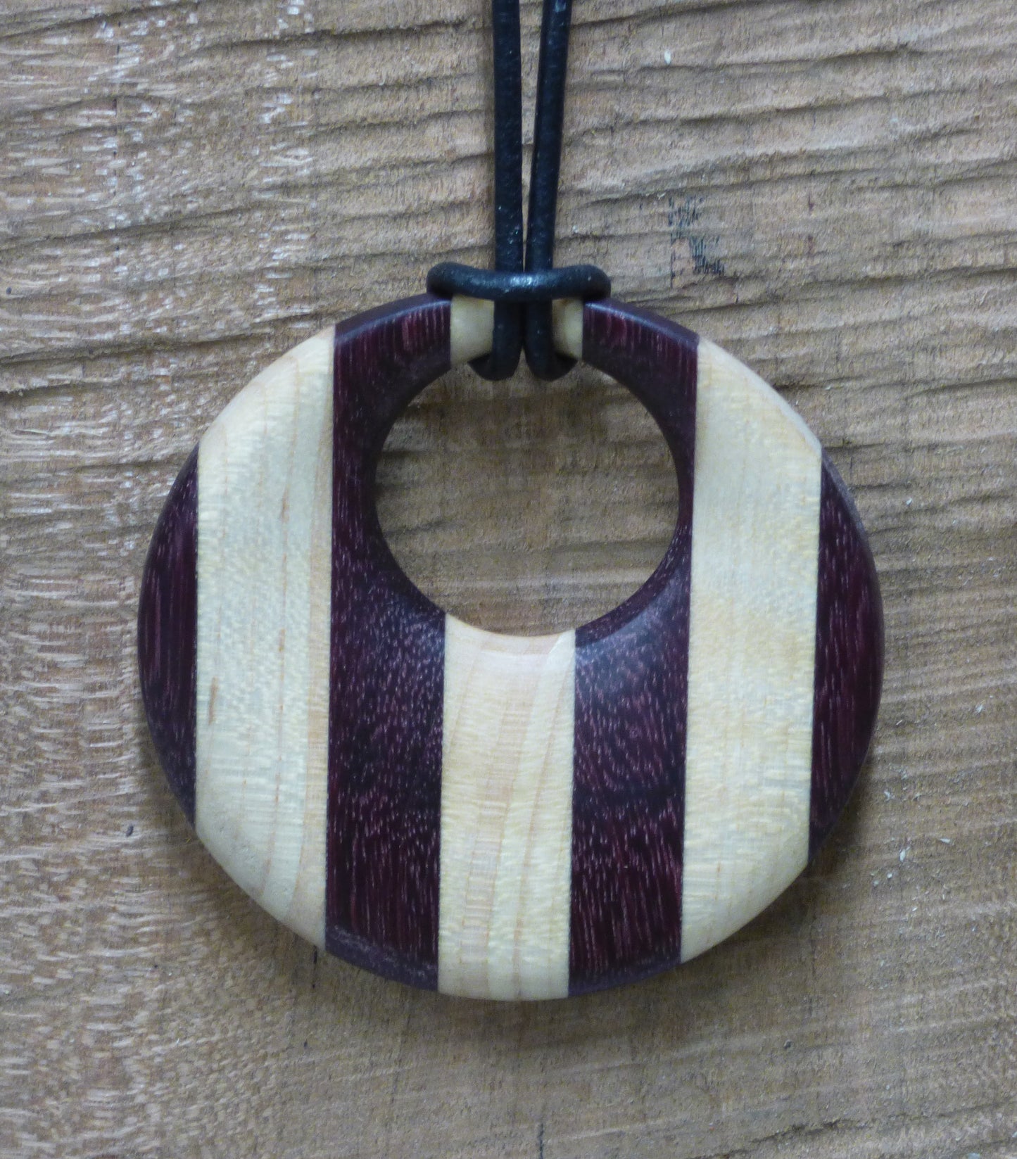 Handmade Purpleheart and Maple Wood Offset Pendant