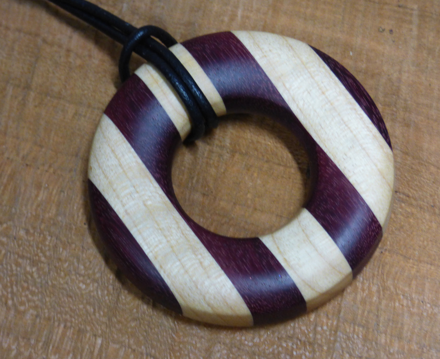 Handmade Purpleheart and Maple Wood Ring Pendant