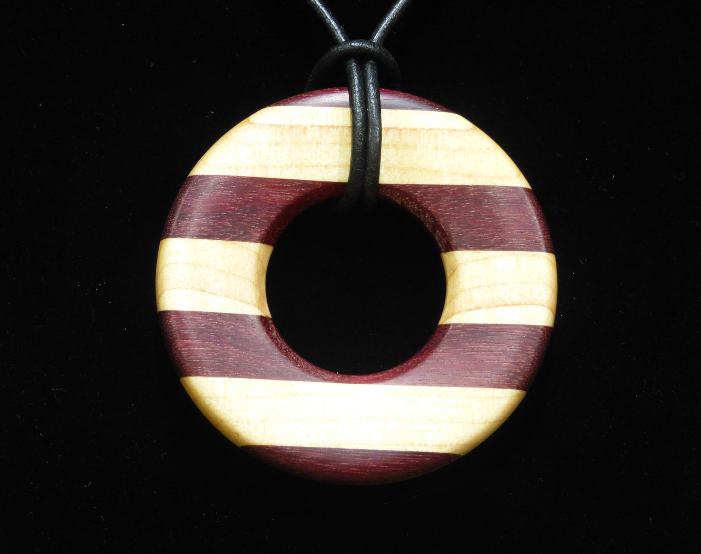 Handmade Purpleheart and Maple Wood Ring Pendant