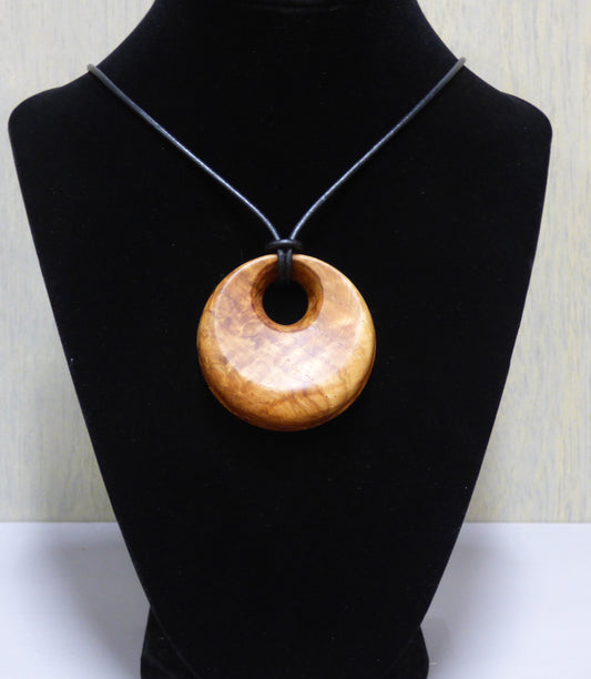 Handmade Red Oak Burl Wood Pendant