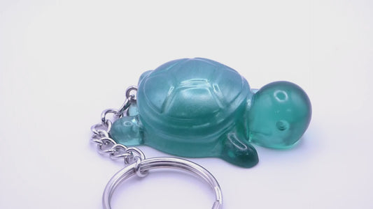 Handmade Resin Mini Turtle Keychain Translucent Jade Green with Opaque Green Shell (Copy)