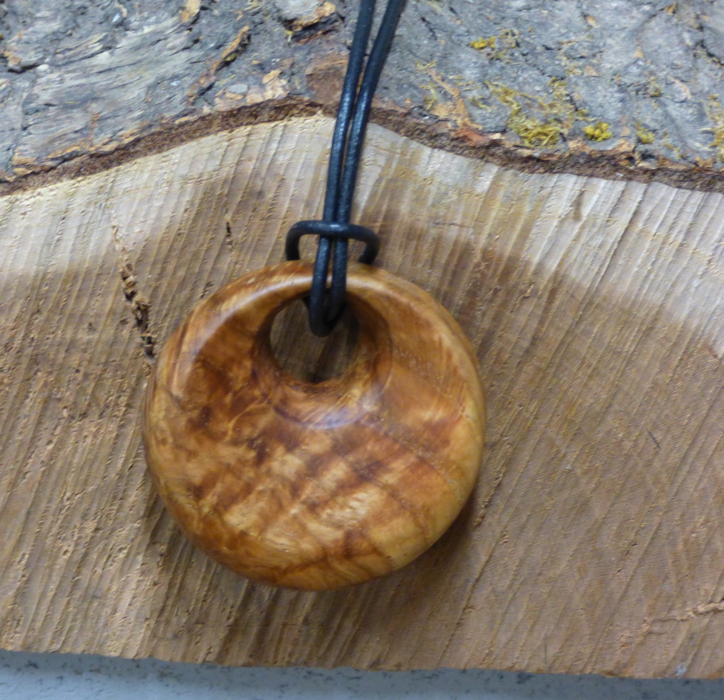 Handmade Red Oak Burl Wood Pendant