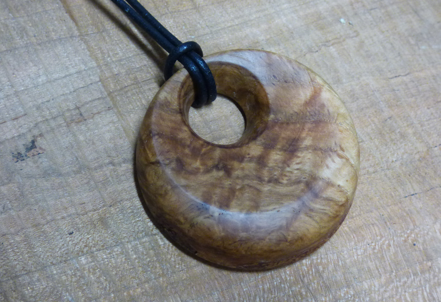 Handmade Red Oak Burl Wood Pendant